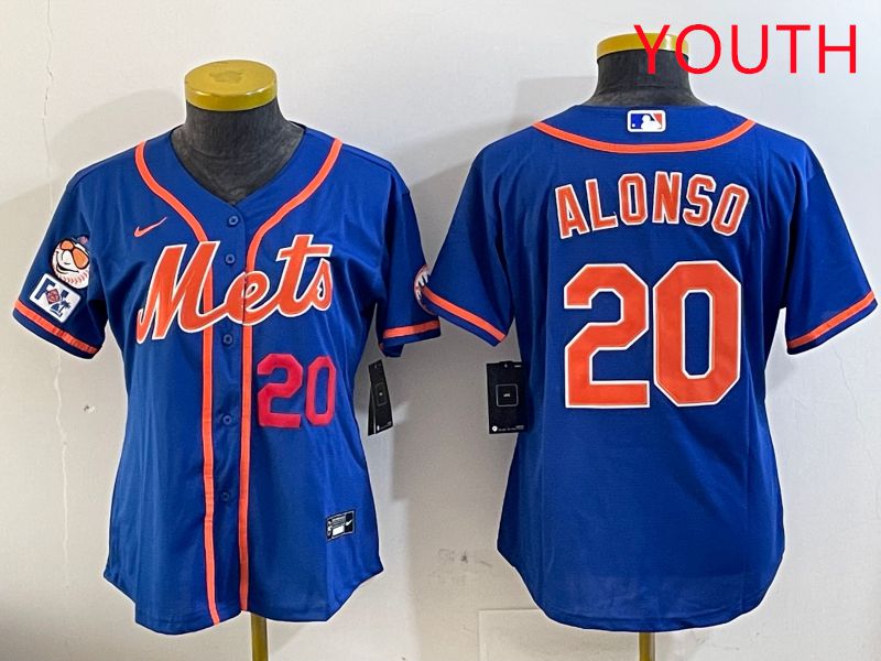 Youth New York Mets #20 Alonso Blue Game Fashion 2025 Nike MLB Jersey style 4->youth mlb jersey->Youth Jersey